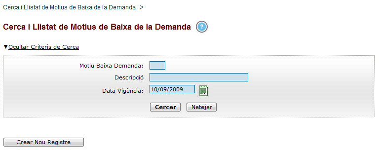 Manteniment Motius de Baixa