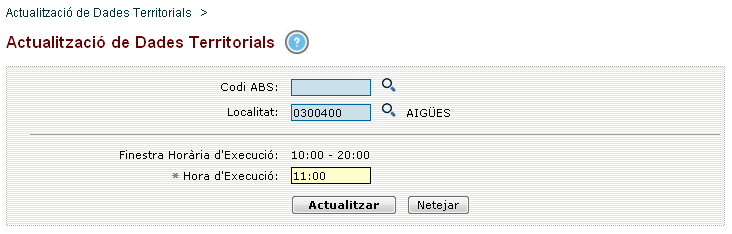 Actualitzaci de Dades Territorials - Pantalla de Generacio