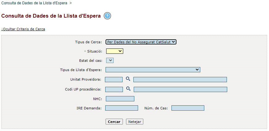 Consulta Dades Llista dEspera