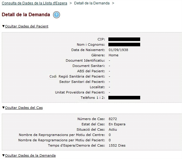 Consulta Dades Llista dEspera